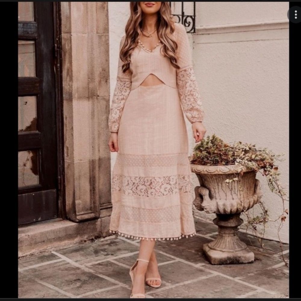 Lulus menagerie lace cutout  long sleeve dress Sz XS NWT